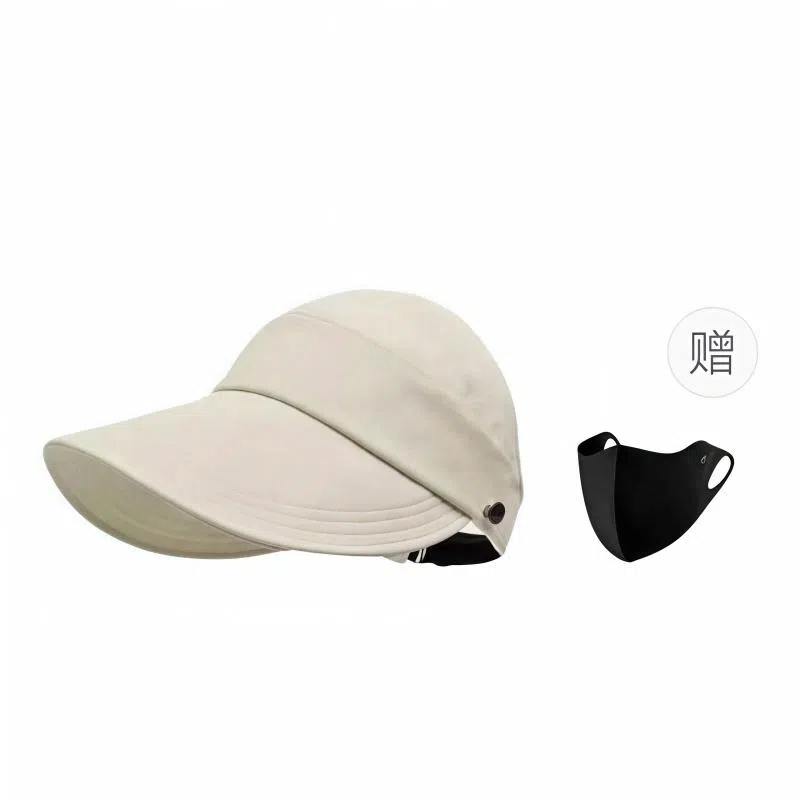 冠辉 夏季马尾空顶时尚设计修饰脸型显脸小可折叠遮阳太阳帽防紫外线半空顶轻盈清凉透气户外休闲运动 涤纶 防晒帽 男女同款情侣款