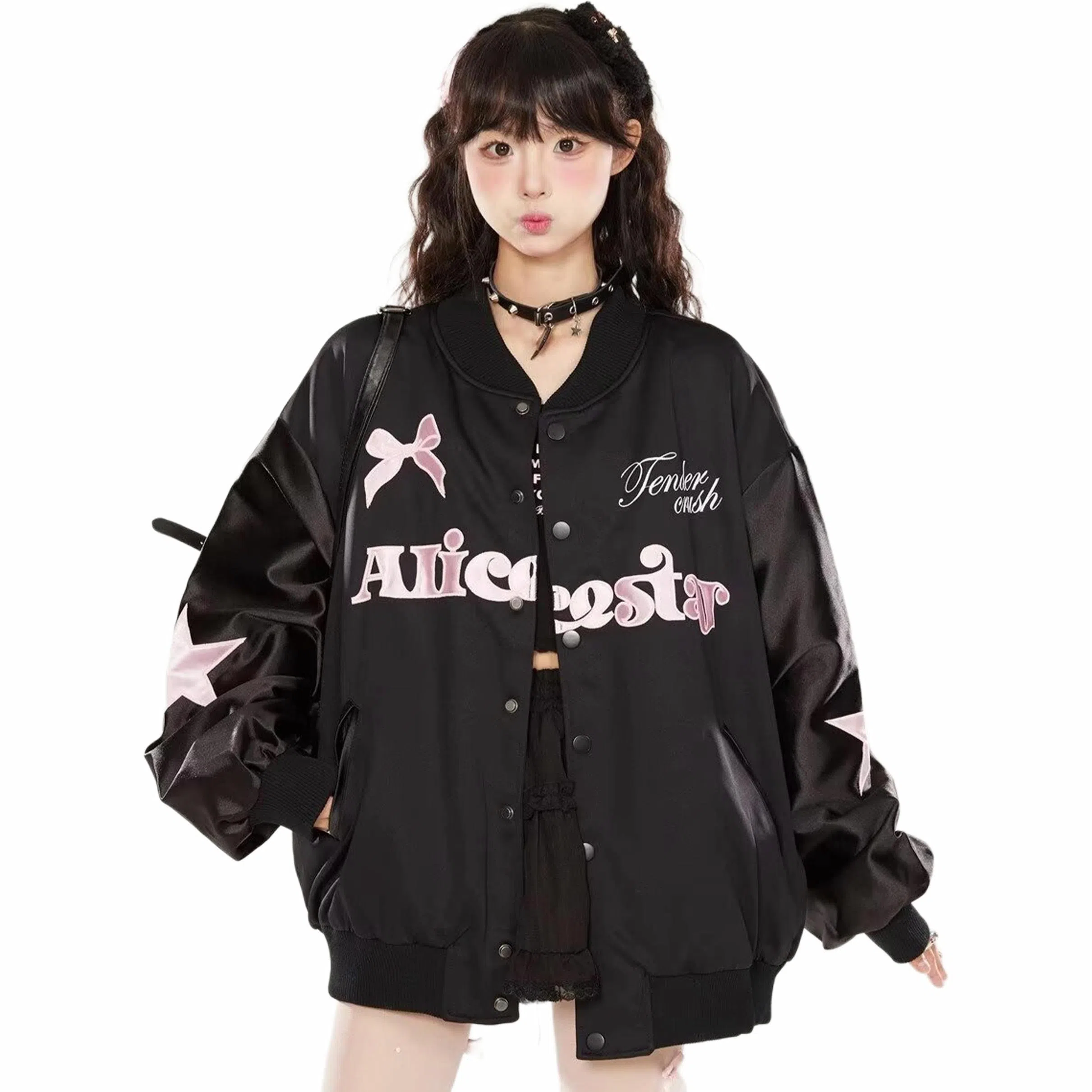 运动休闲学院风高级感落肩长袖日常学生通勤单排扣时尚宽松个性设计柔软舒适百搭外套美式高街潮流棒球服 男女同款