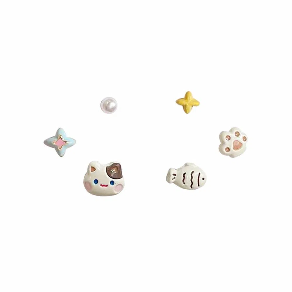 希遇 猫咪小鱼 百搭简约高级感 时尚通勤精致 甜蜜饰爱 合金 耳钉 男女同款情侣款