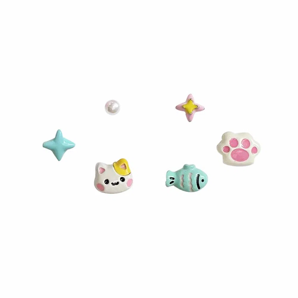 希遇 猫咪小鱼 百搭简约高级感 时尚通勤精致 甜蜜饰爱 合金 耳钉 男女同款情侣款