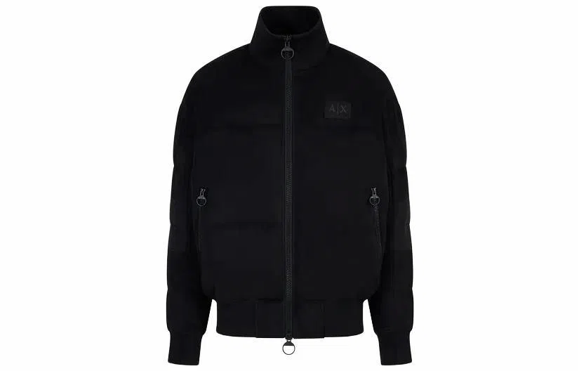 Emporio Armani Logo Zip Turtleneck Jacket Black