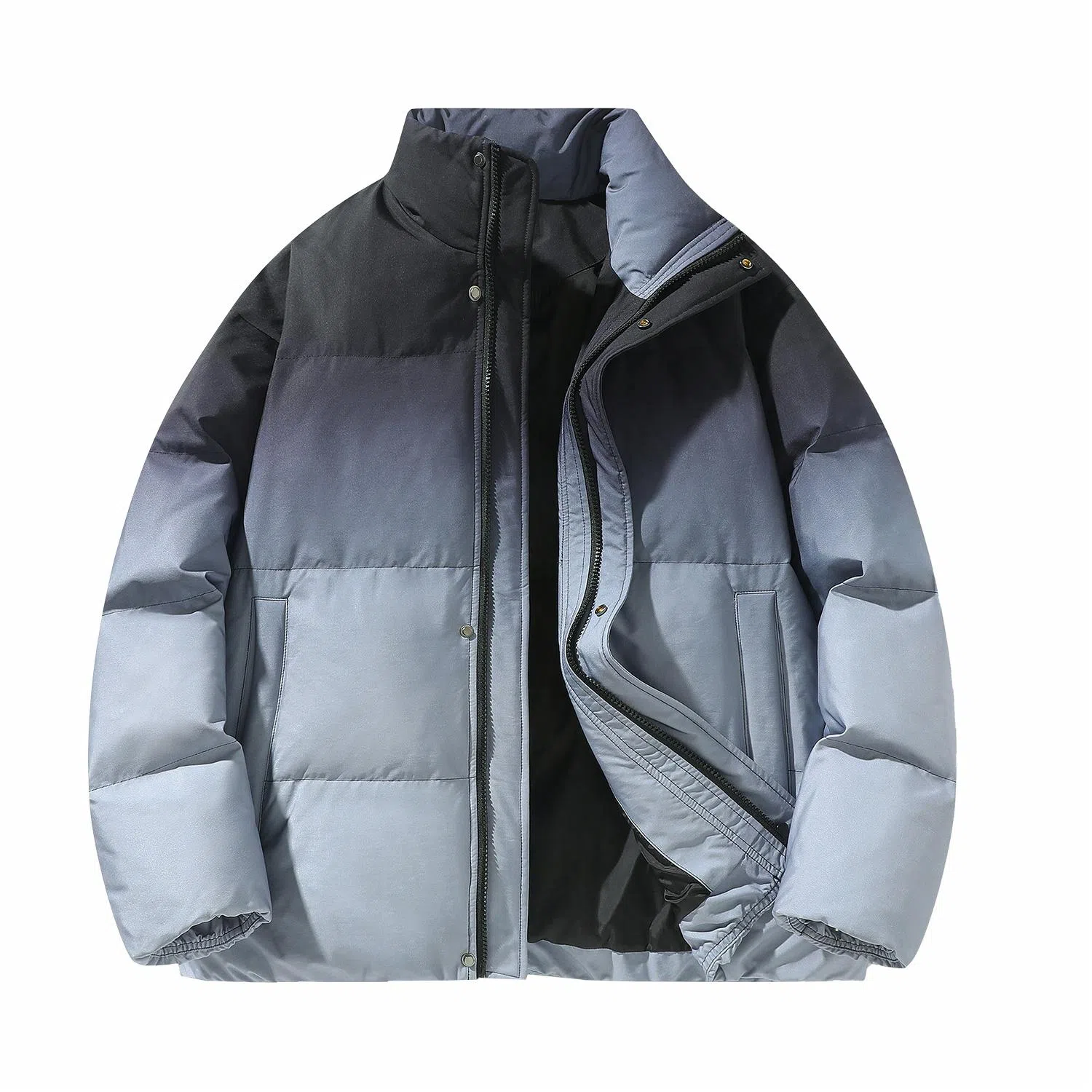 鸭鸭 美式幻影渐变新年战袍加厚保暖鸭绒休闲宽松立领短款无帽暗黑外套羽绒服 男女同款