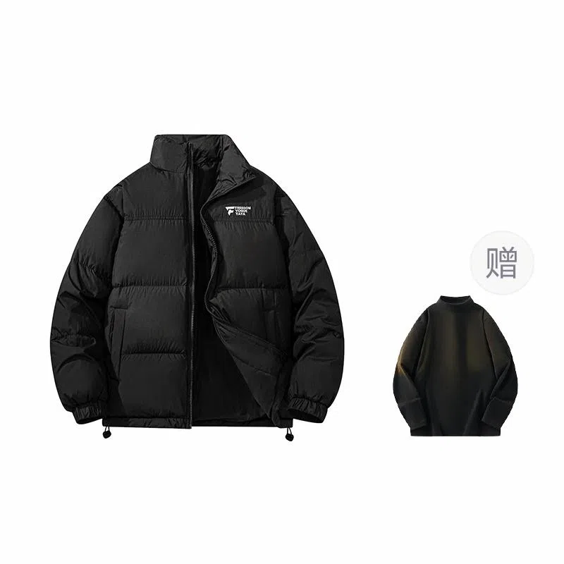 鸭鸭 拼接加厚立领拉链面包长袖羽绒服 男女同款