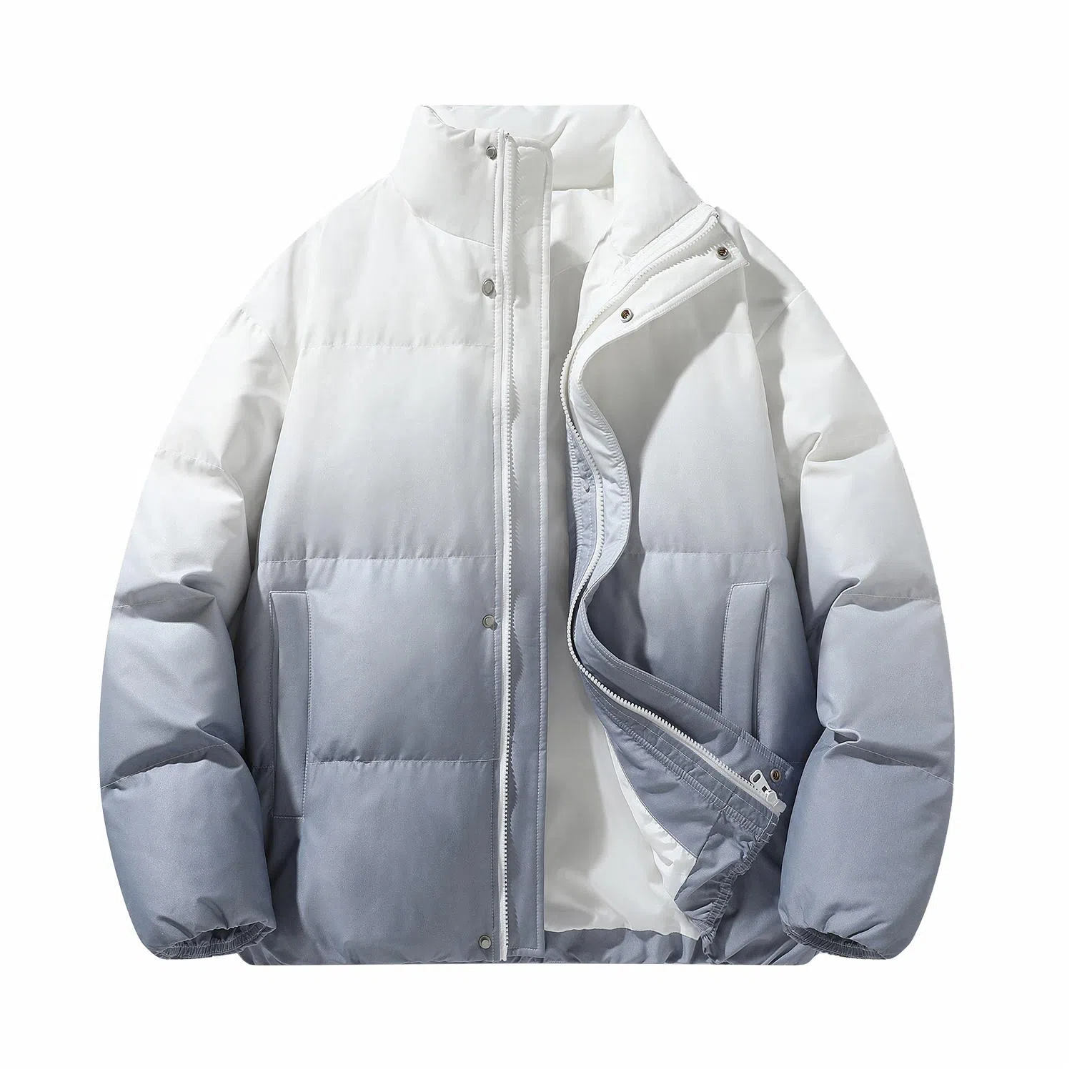 鸭鸭 美式幻影渐变新年战袍加厚保暖鸭绒休闲宽松立领短款无帽暗黑外套羽绒服 男女同款