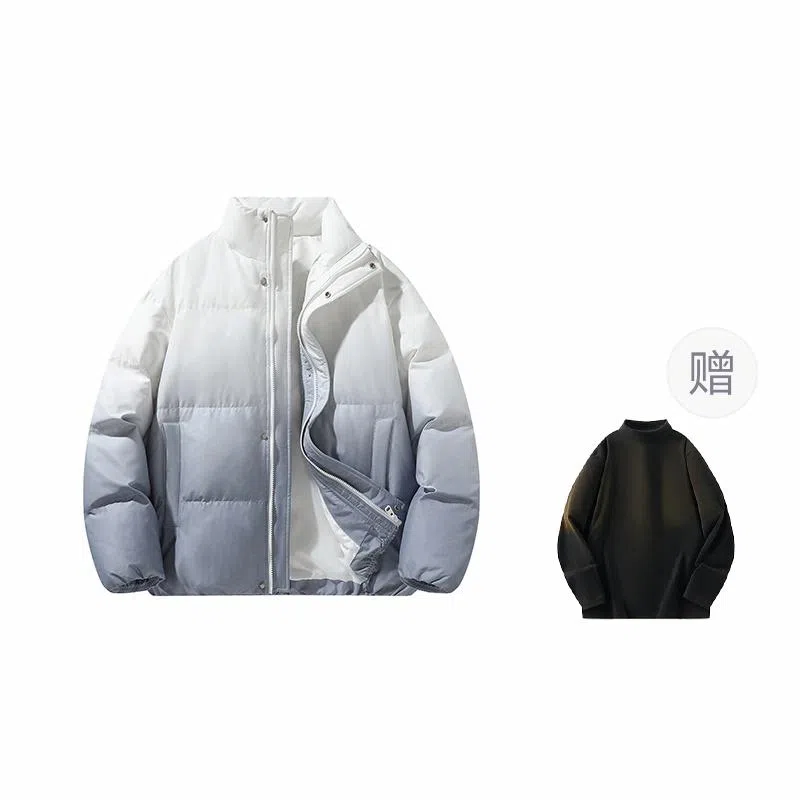 鸭鸭 美式幻影渐变新年战袍加厚保暖鸭绒休闲宽松立领短款无帽暗黑外套羽绒服 男女同款
