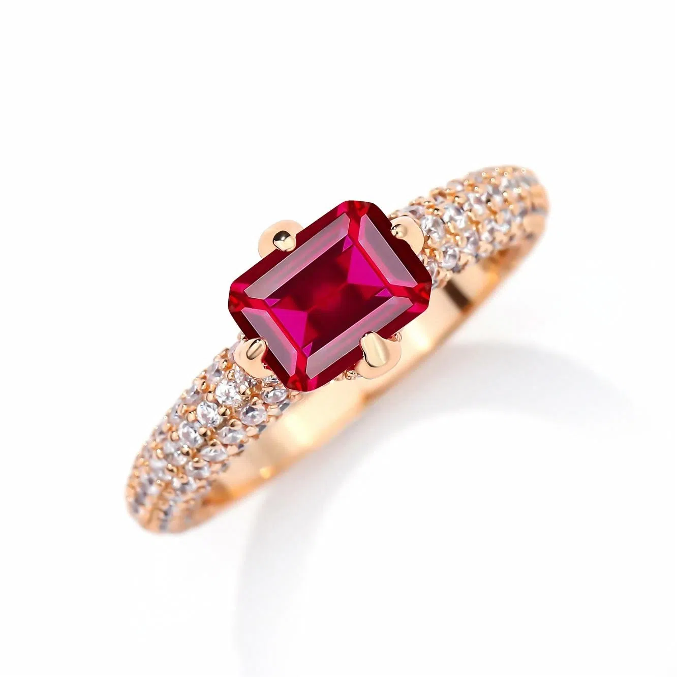 金杰福 半壁江山方切系列气质简约高级款 培育钻 钻石戒指 女款