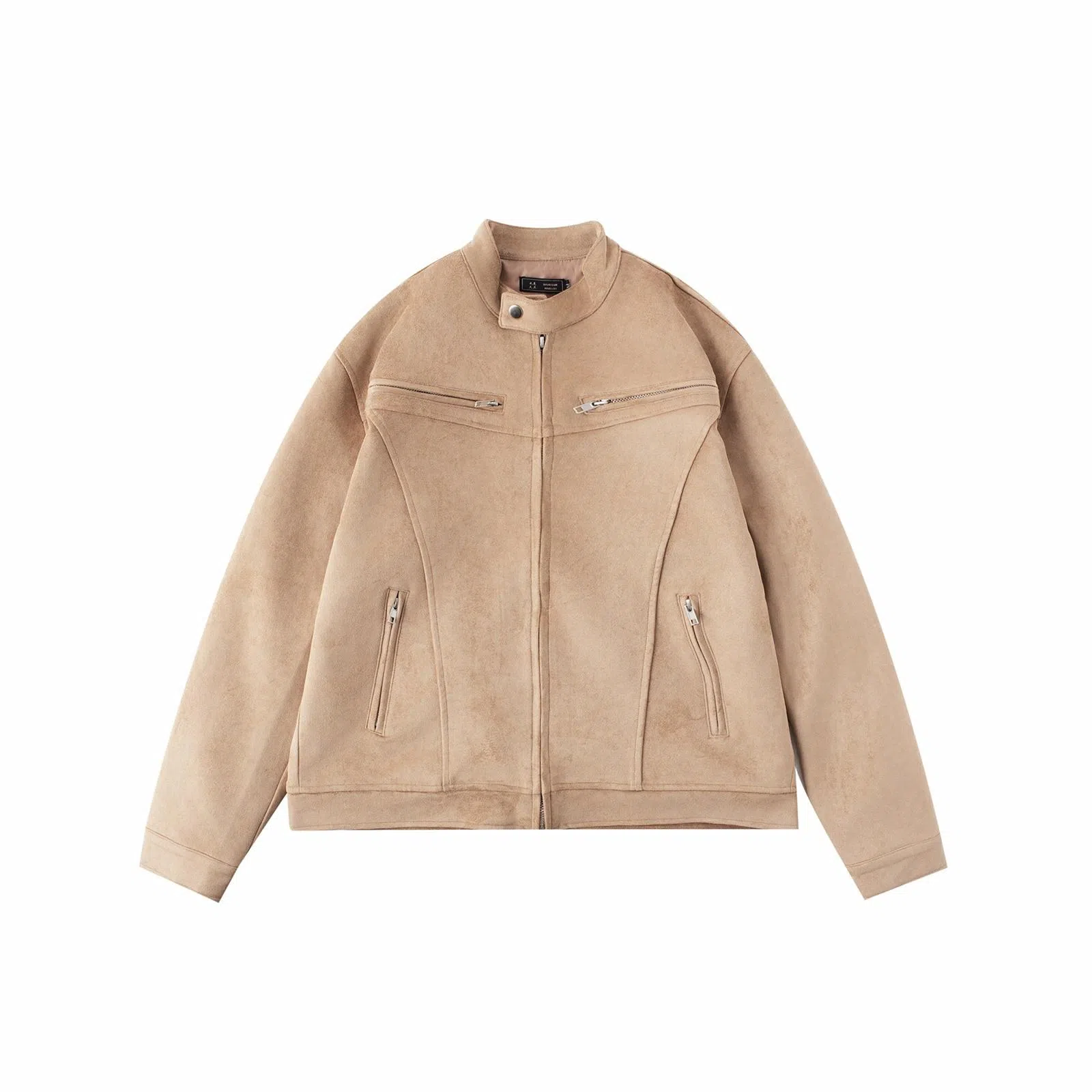 我是大卫 美拉德立领仿麂皮绒重磅复古港风痞帅拉链工装夹克外套 男女同款