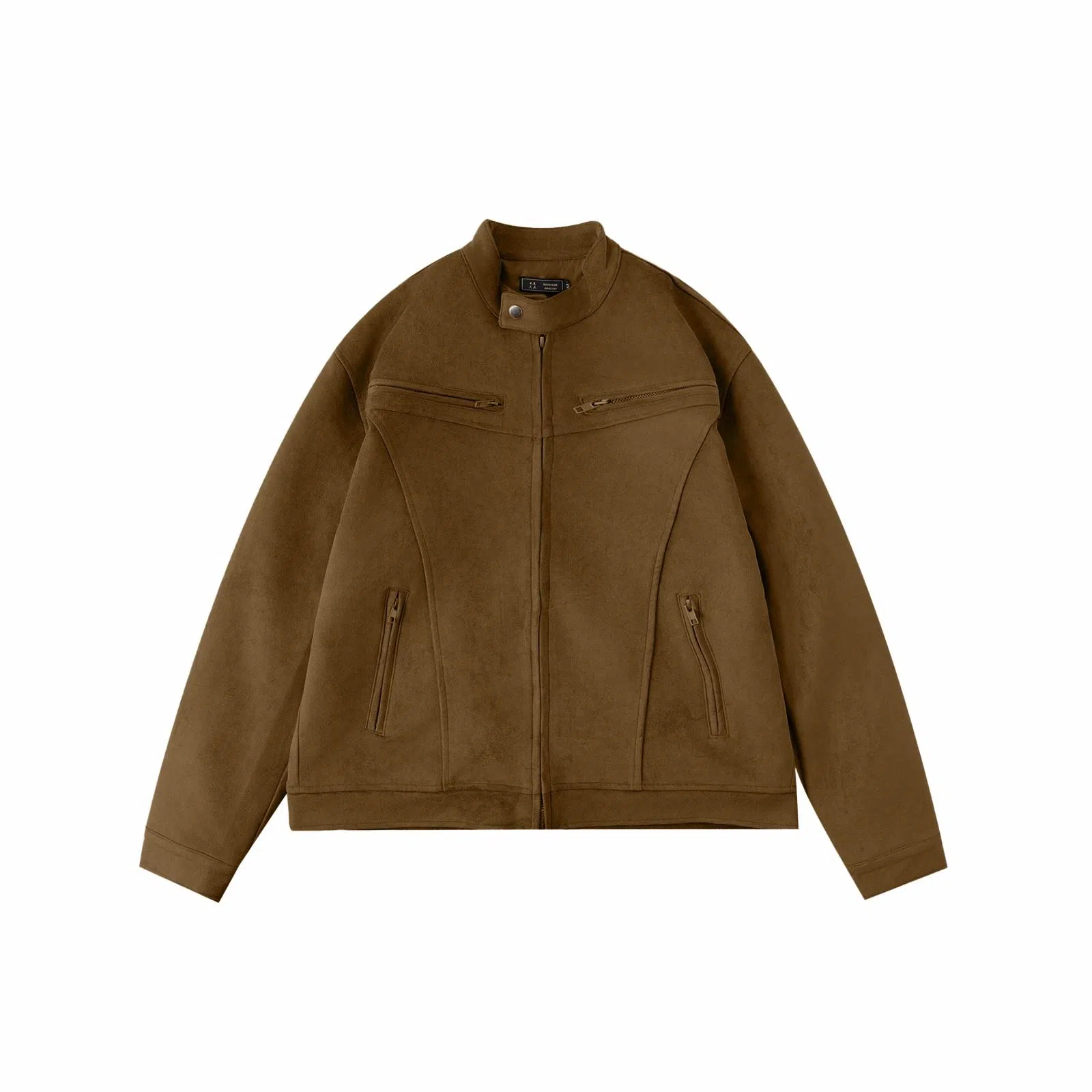 我是大卫 美拉德立领仿麂皮绒重磅复古港风痞帅拉链工装夹克外套 男女同款