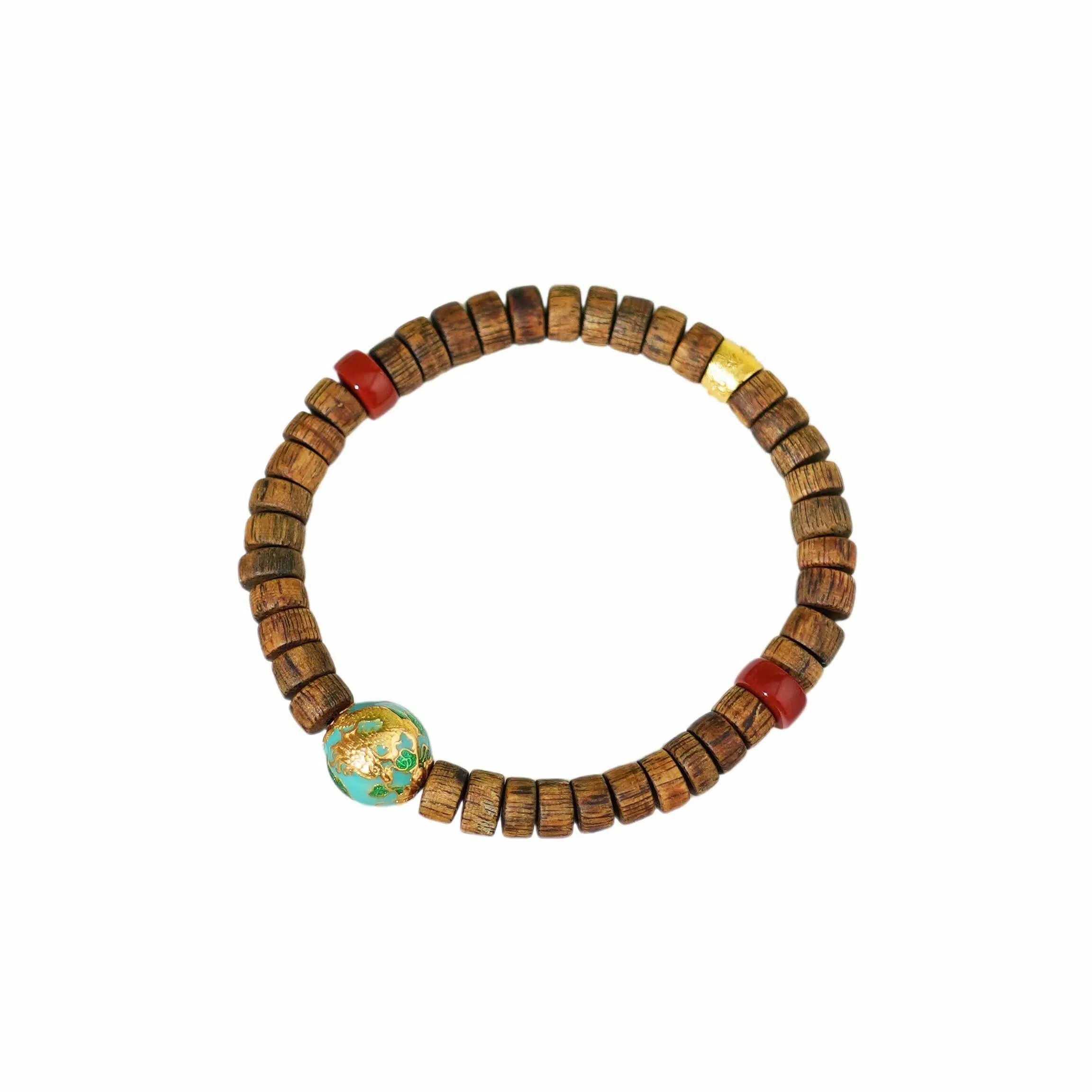 集亭 龙腾四海 烧蓝龙珠 片片 单圈 新国潮 沉香 手串 男女同款情侣款