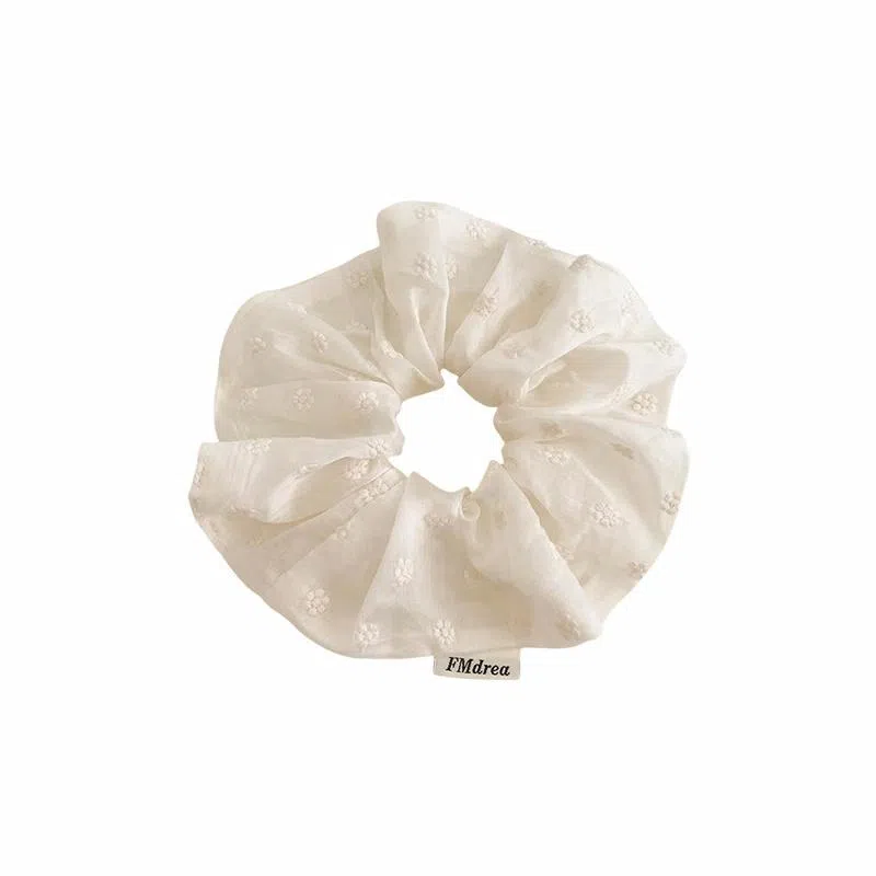 水中玉 韩系白色方巾大肠发圈碎花发饰发绳皮套头饰 皮筋 头绳 女款