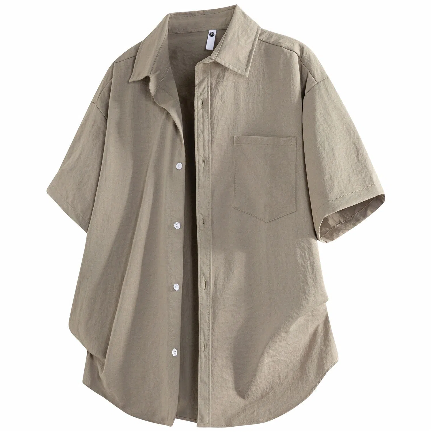 加菲猫家族 美式纽扣开衫宽松休闲纯色直筒百搭翻领短袖衬衫 男女同款