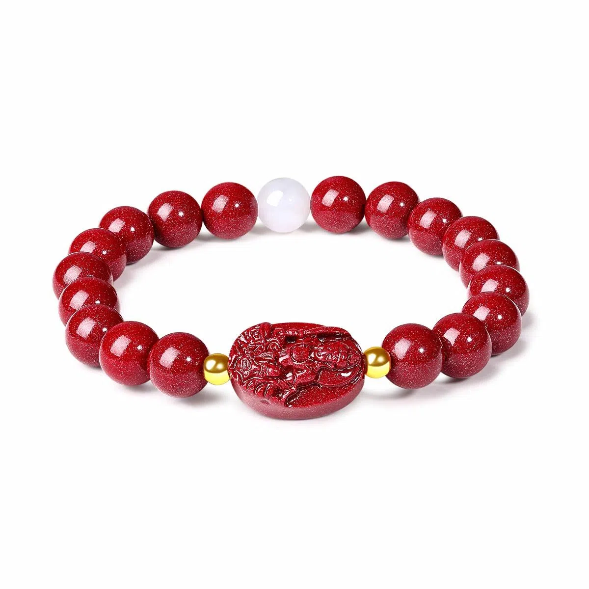 壹仟俩 文殊菩萨兔 八大守护神 生肖转运珠新中式本命年新中式国潮小众#好运 朱砂 玉石手串 女款