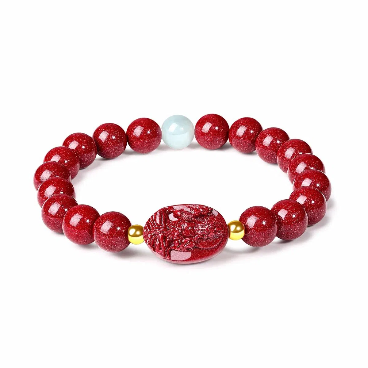 壹仟俩 大势至菩萨马 八大守护神生 转运珠新中式本命年叠戴新中式国潮小众#好运 朱砂 手串 女款