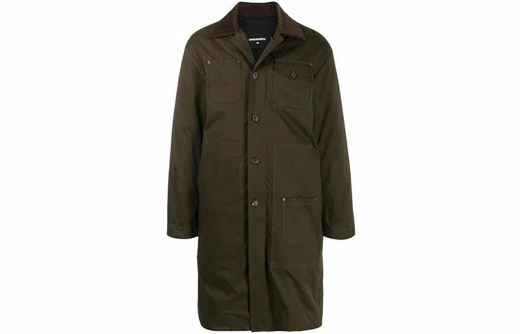DSQUARED2 FW21 Button Parka Coat Green