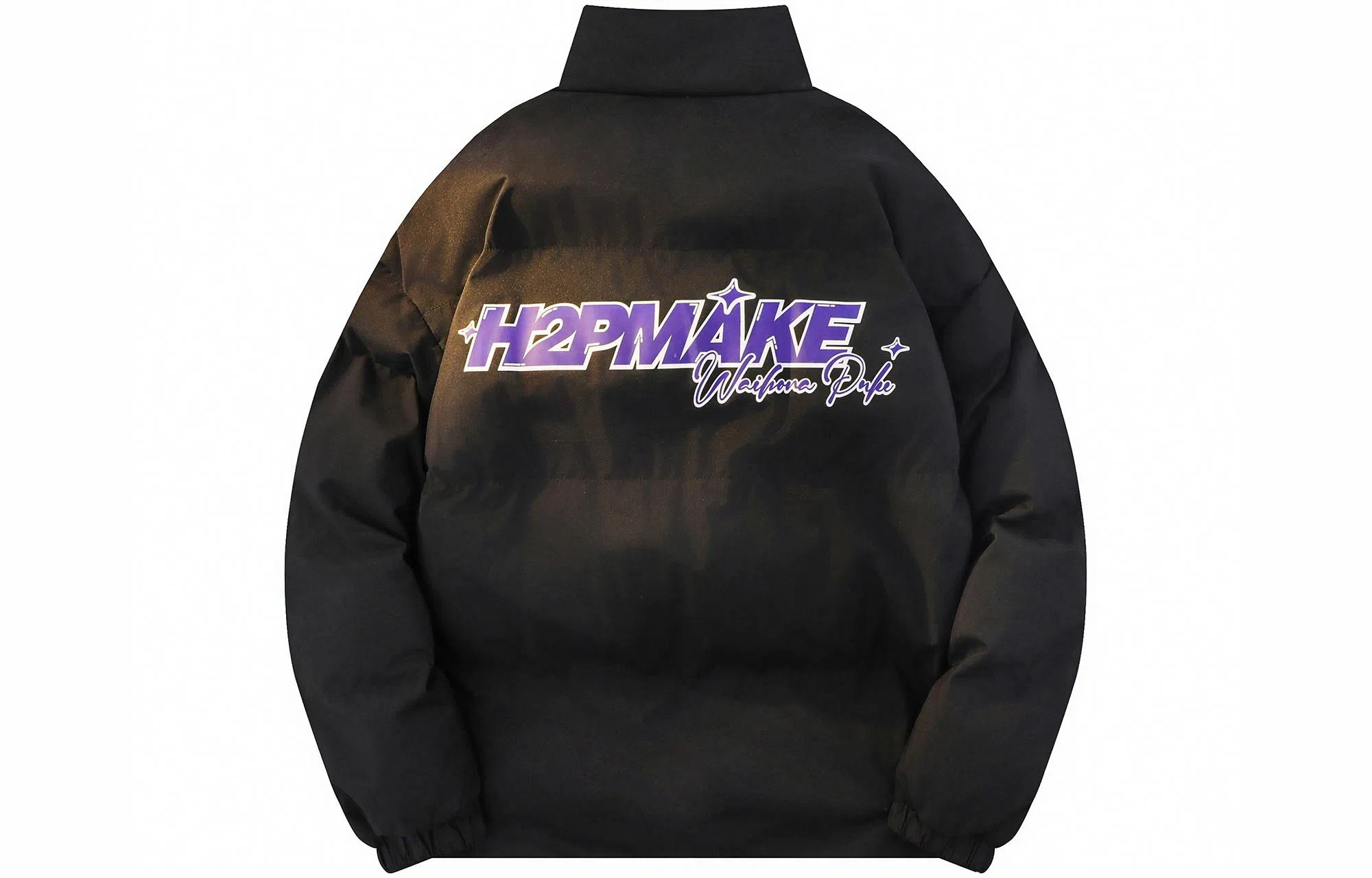 H2P College Style Cartoon Graffiti Letter Puffer Jacket