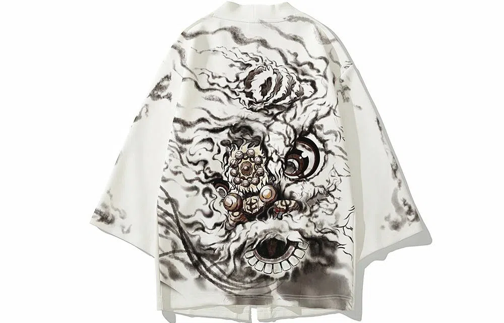 Kimura Sansha White Lion Print Coat