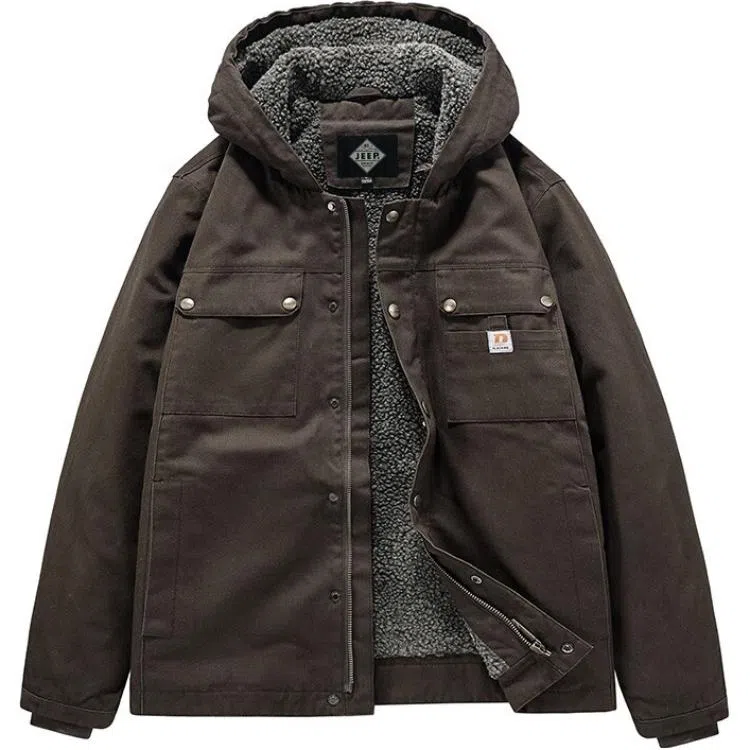 户外冬季加厚连帽防风保暖工装休闲棉衣外套长袖棉服 男款