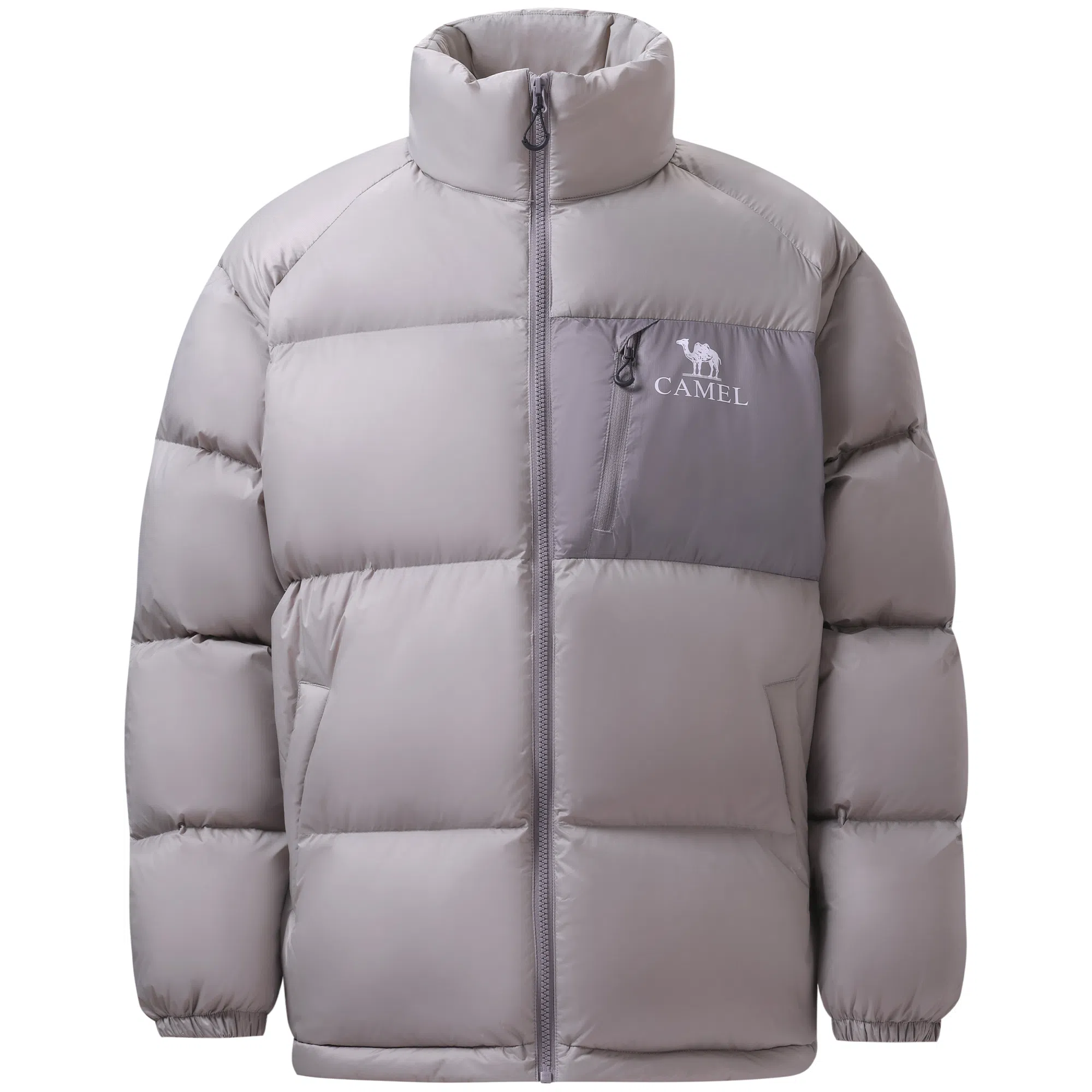 CAMEL Loose Fit Stand Collar Down Jacket