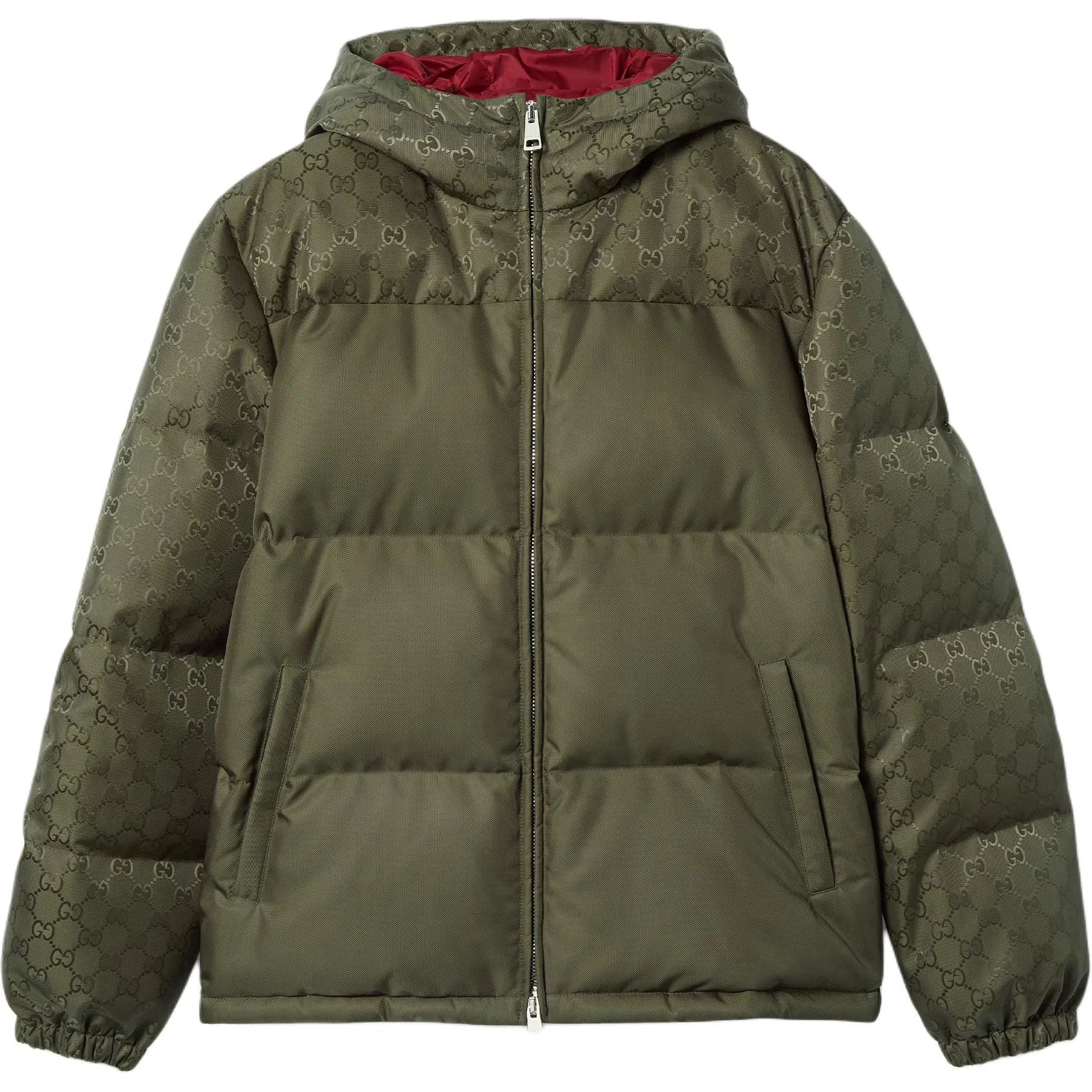 Gucci Printed Hooded Down Jacket Green