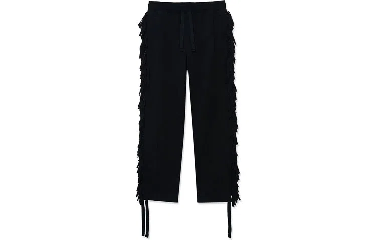 中国李宁 休闲系带直筒针织运动裤 男款 黑色