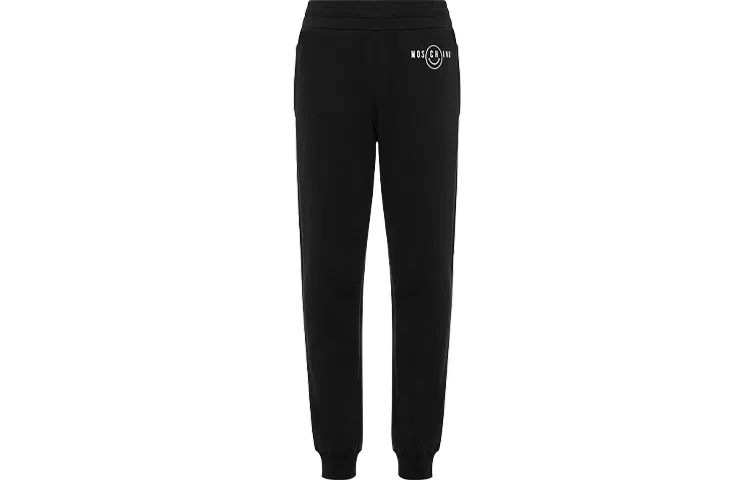 Moschino SS22 Smiley Embroidered Joggers Black