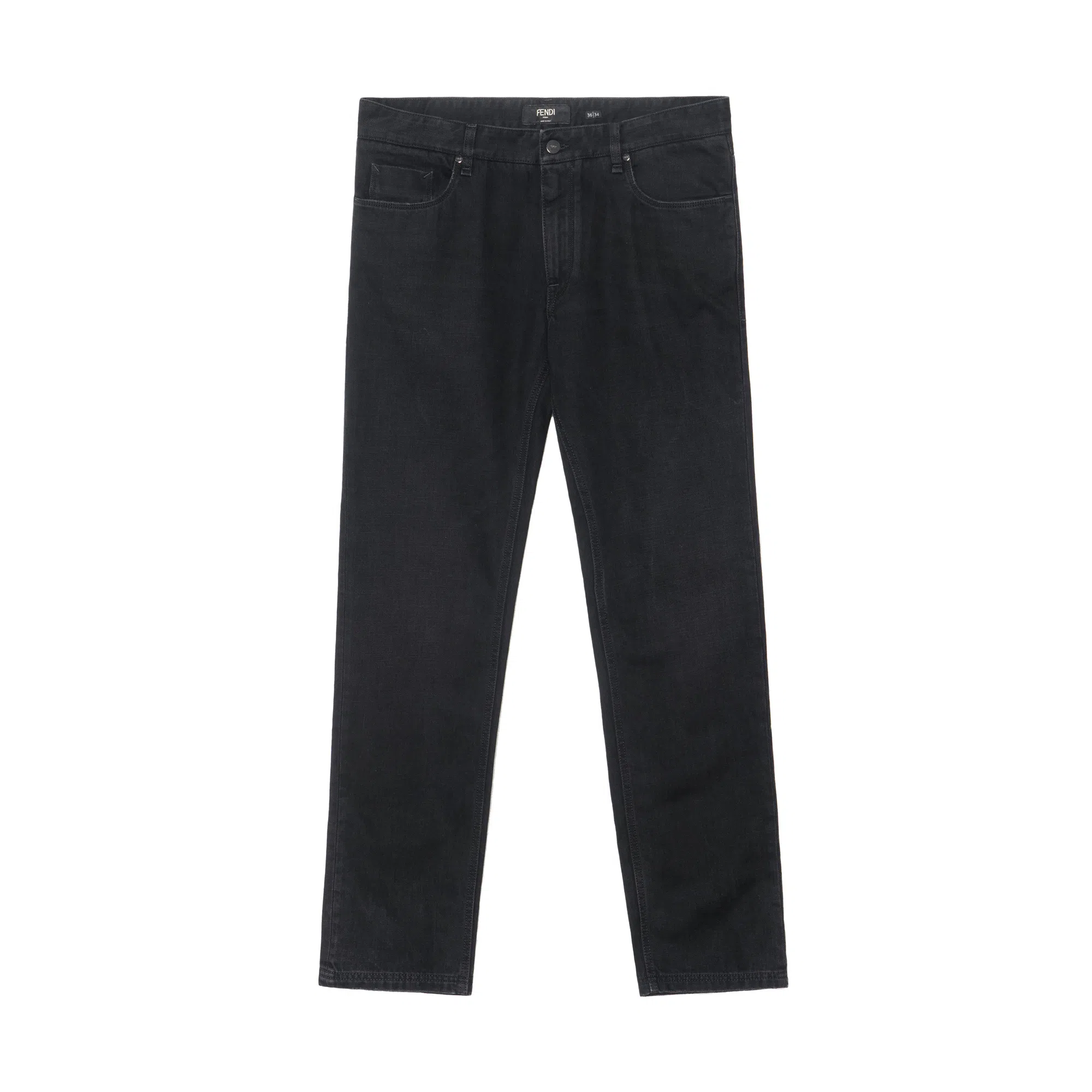 Fendi Logo Straight Jeans Black