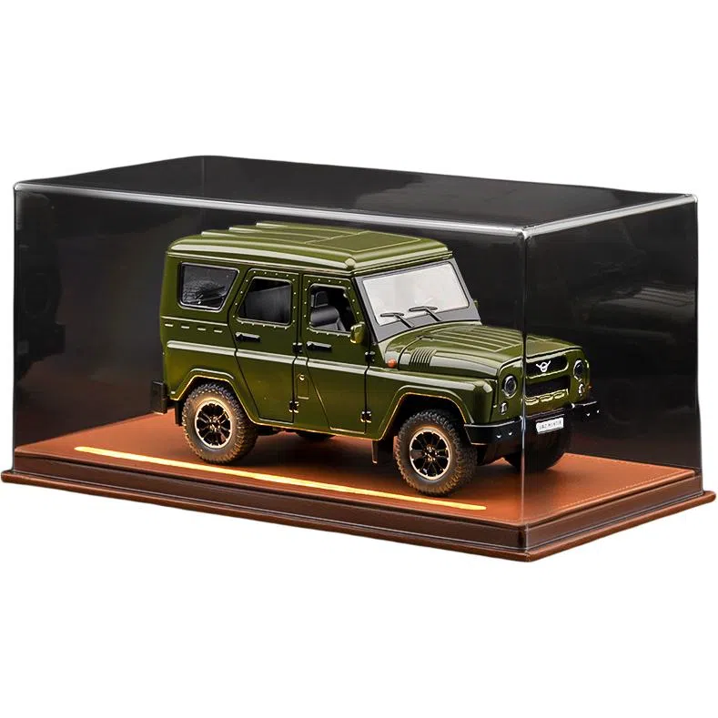 星星科教 俄罗斯瓦滋猎人吉普车合金仿真越野车模 皮质发光氛围感展示 成品模型