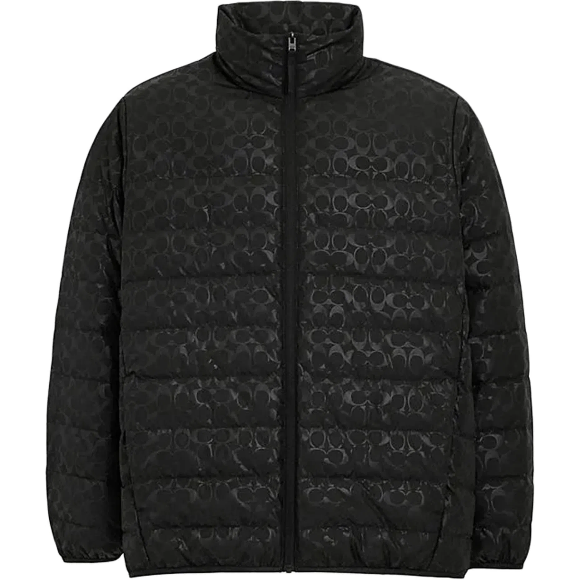 COACH SS24 Jacquard Zip-Up Down Jacket Black