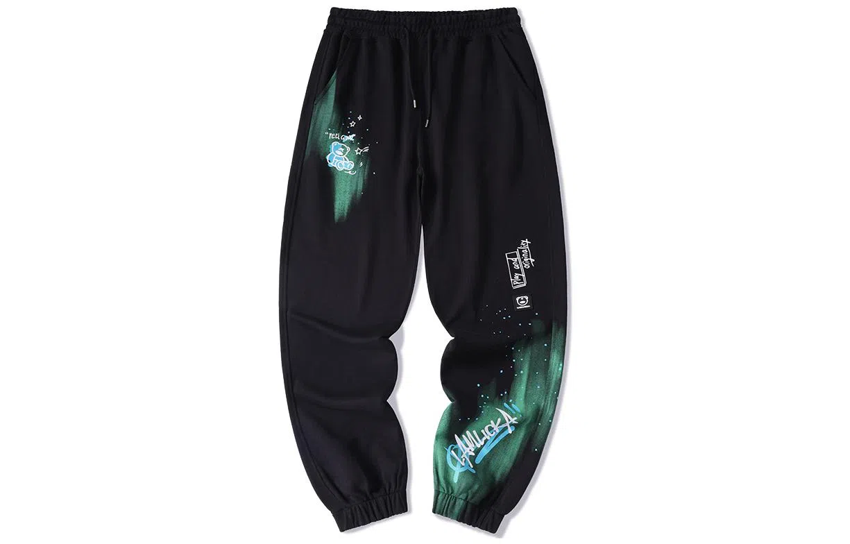 LAMLICKA Aurora Bear Print Joggers Black