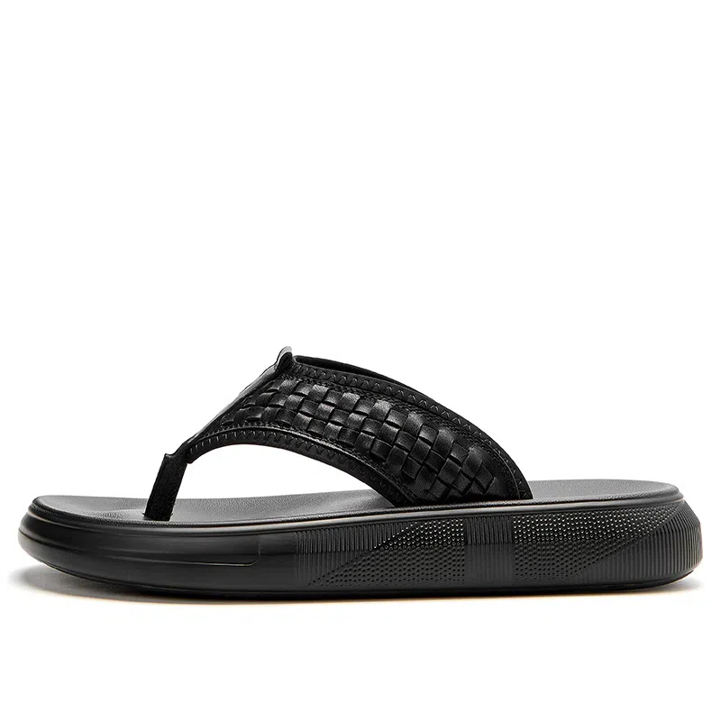 木林森 舒适简约软底 橡胶底人字拖鞋 男款 黑色