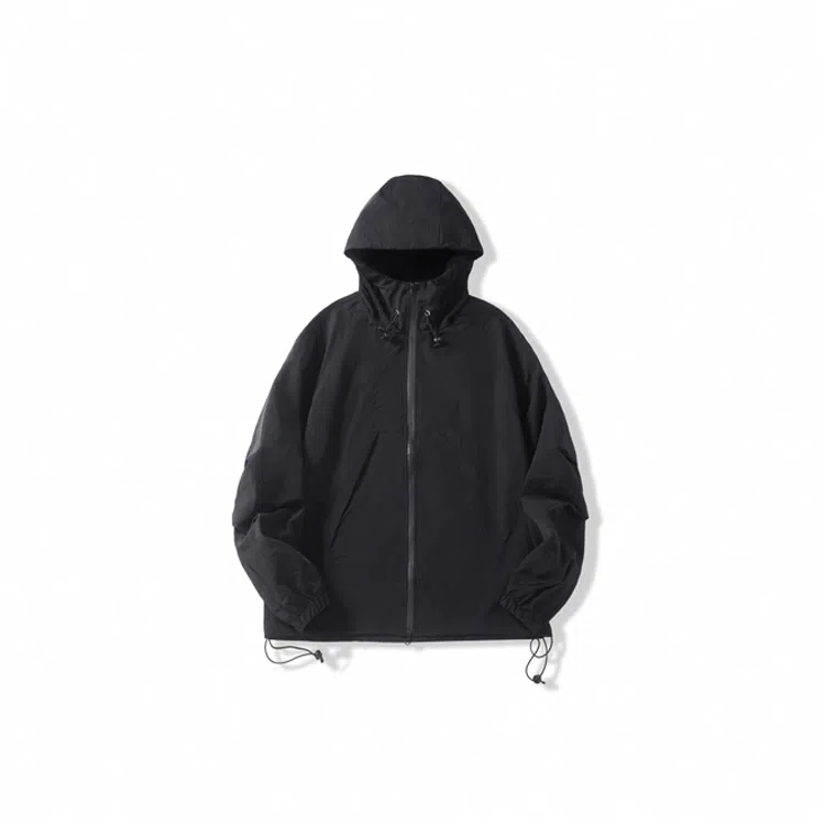 我是大卫 纯色美式机能连帽宽松夹克外套 男女同款 黑色