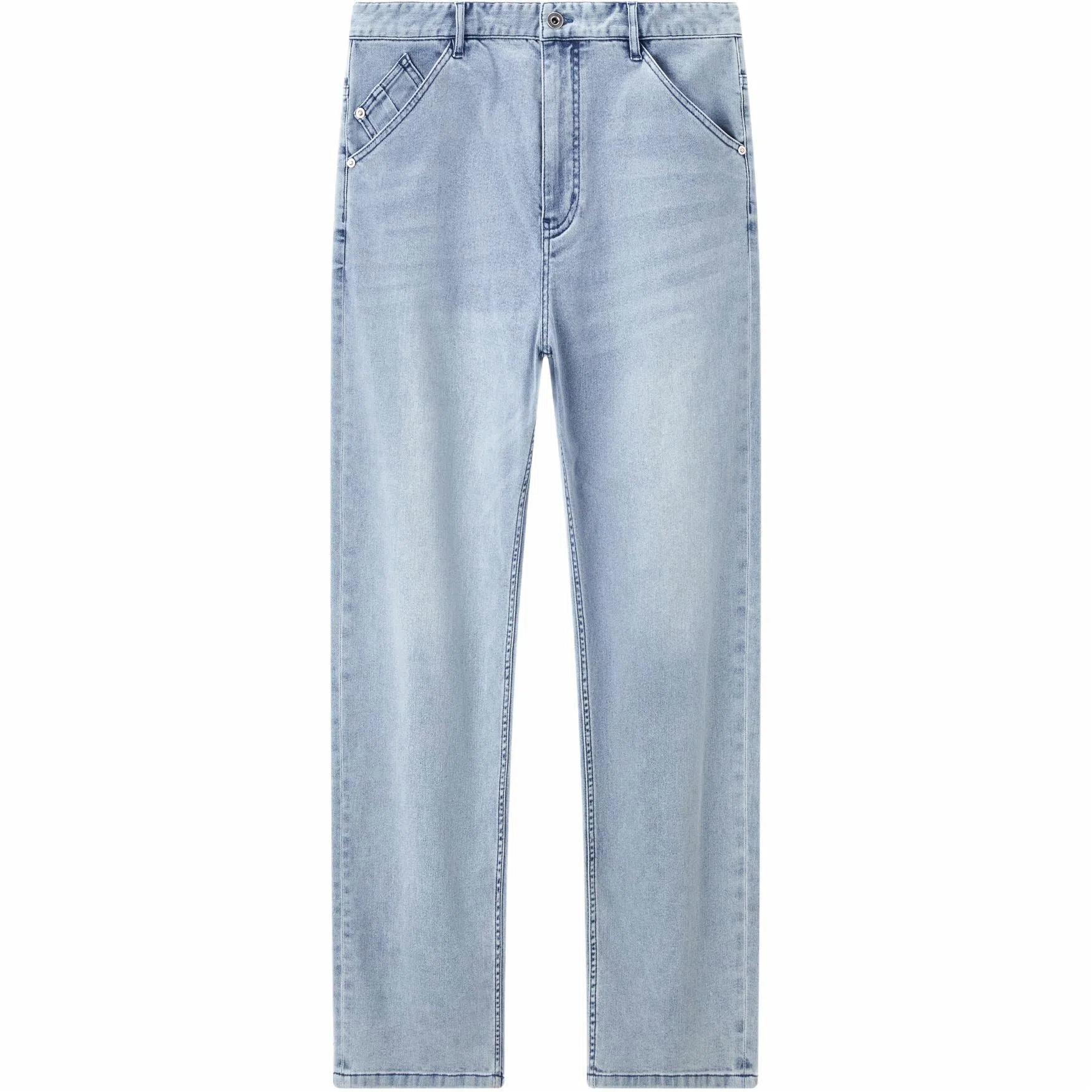 九牧王男裤专家 自在系列简约百搭高弹舒适纯色直筒休闲牛仔裤 男款 浅蓝色