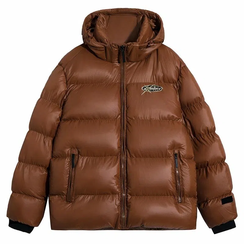 AMBER LIGHT Patchwork Logo Hoodie Coat