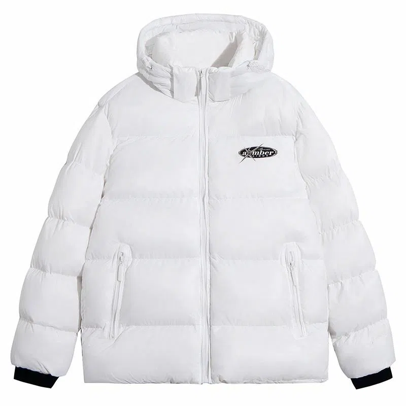 AMBER LIGHT Patchwork Logo Hoodie Coat