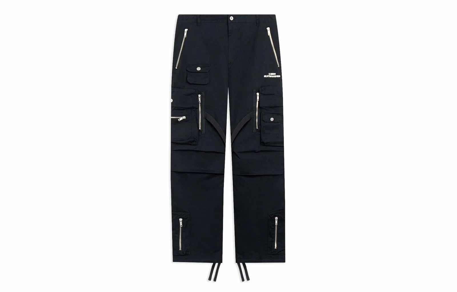 中国李宁 滑板系列 纯色多口袋工装直筒运动裤 男款 黑色