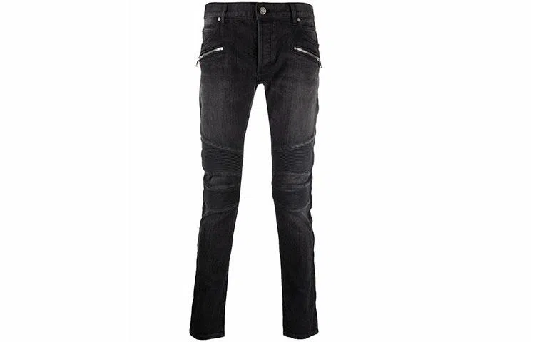 Balmain Distressed Jeans Black