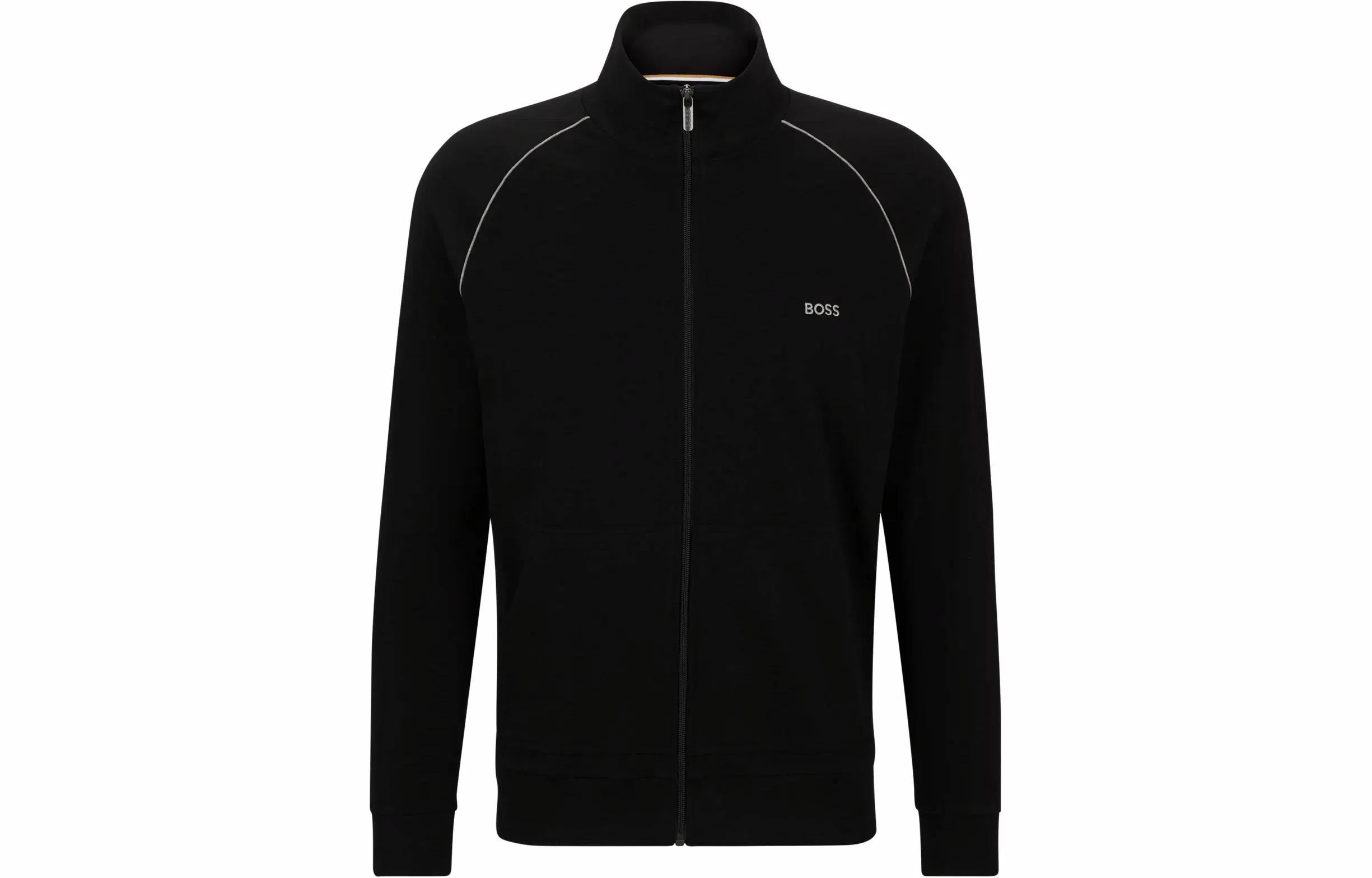 HUGO BOSS Stretch Cotton Zip Up Jacket With Logo Detail