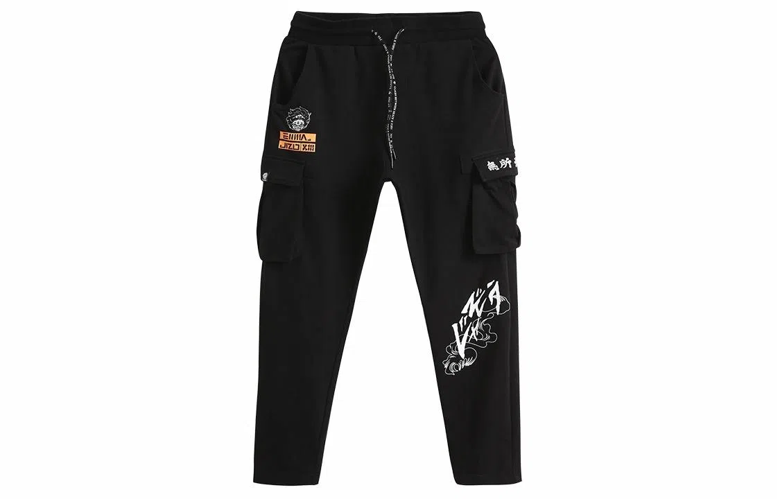 鬼洗 地藏绣花针织休闲裤 男款 黑色