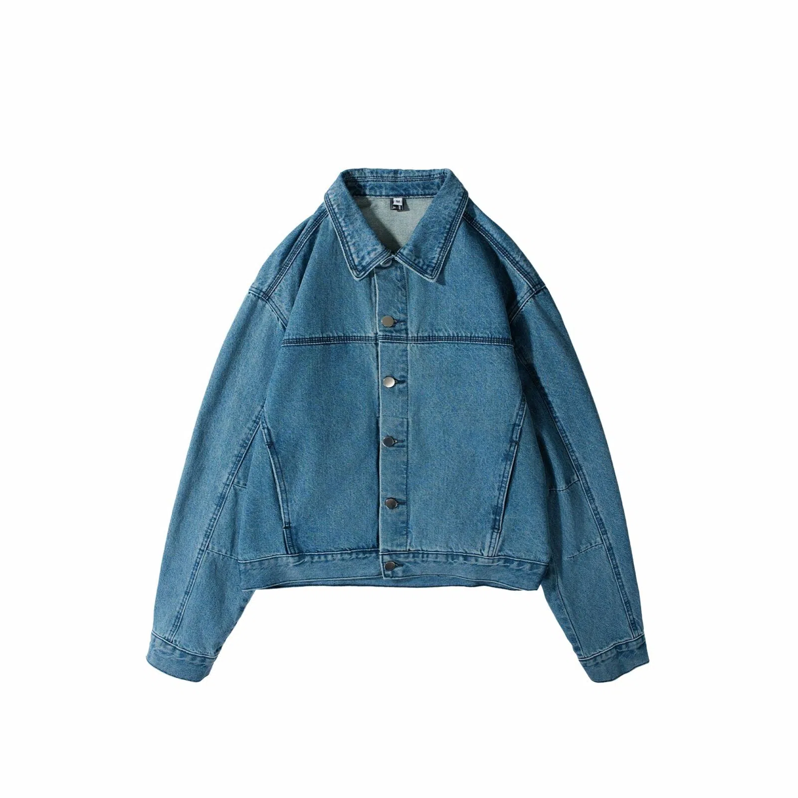 我是大卫 复古水洗做旧牛仔韩系轻熟风短款翻领夹克外套 男女同款