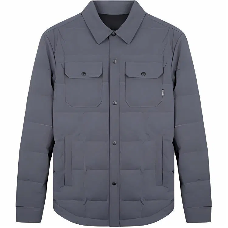 才子 纯色翻领修身纽扣长袖羽绒服 男款