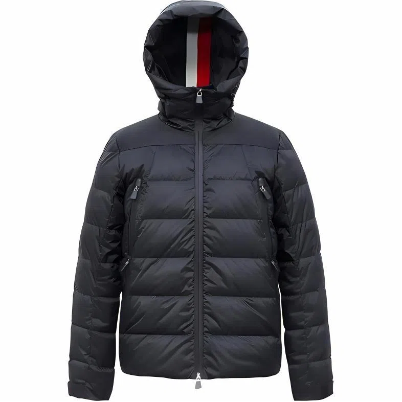 鸭鸭 纯色连帽拉链中长款长袖羽绒服 男款