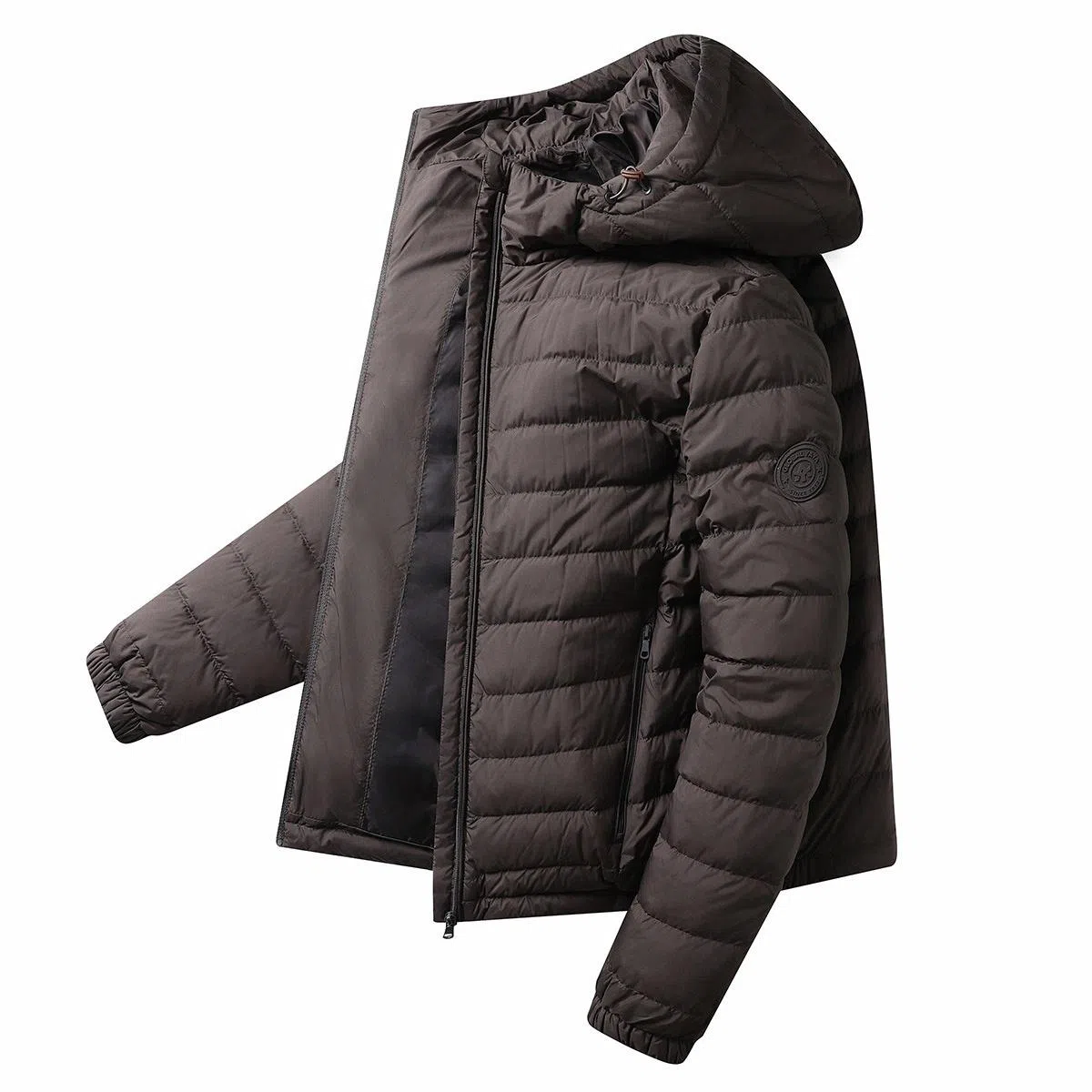 鸭鸭 连帽纯色时尚轻薄防寒保暖外套羽绒服 男款 黑藏蓝色