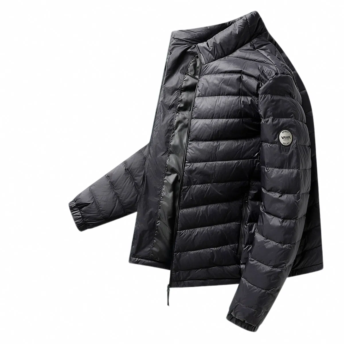 鸭鸭 连帽纯色时尚轻薄防寒保暖外套羽绒服 男款 黑藏蓝色