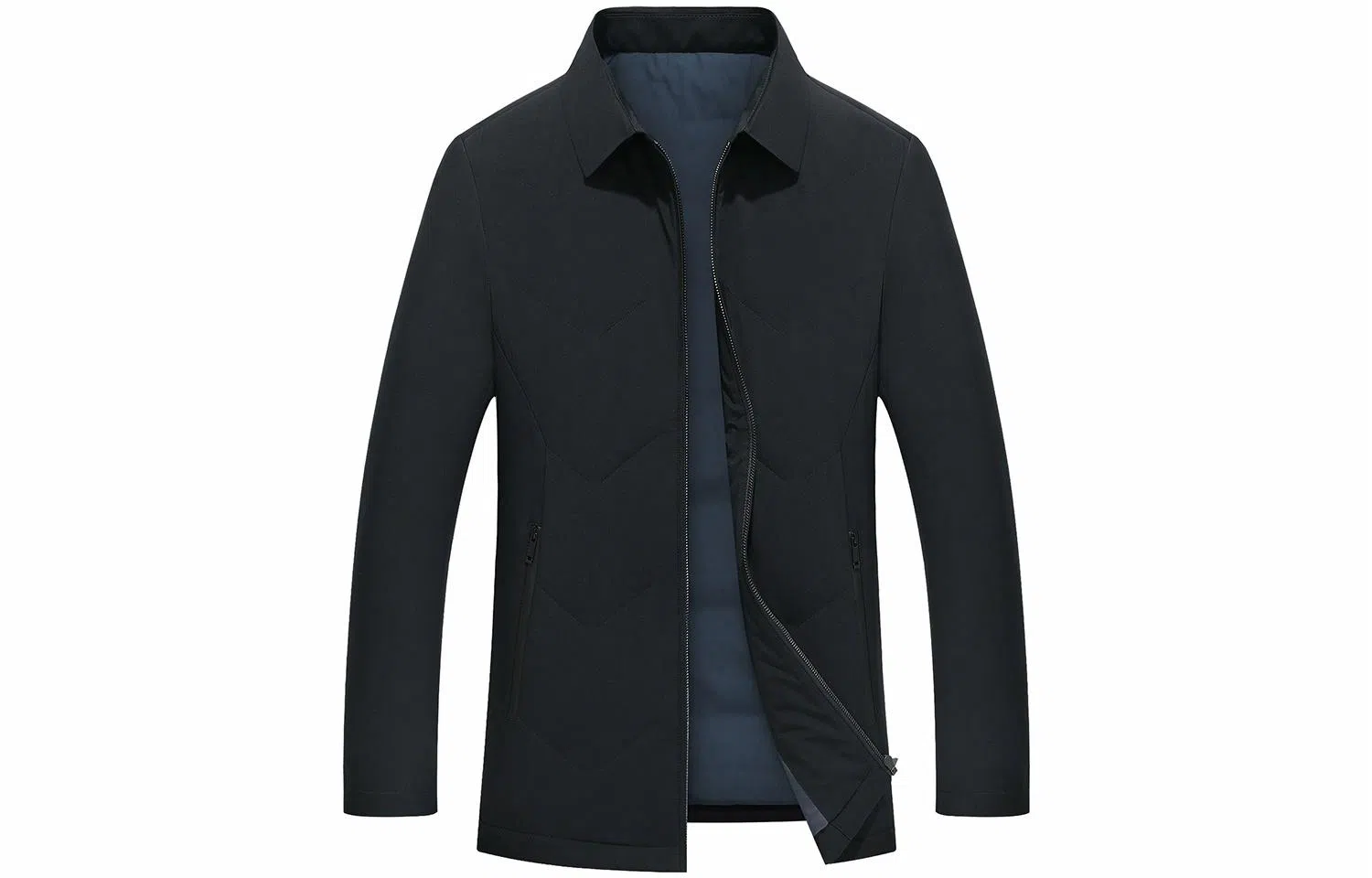 恒源祥 中长款纯色翻领厚款长袖棉服 男款