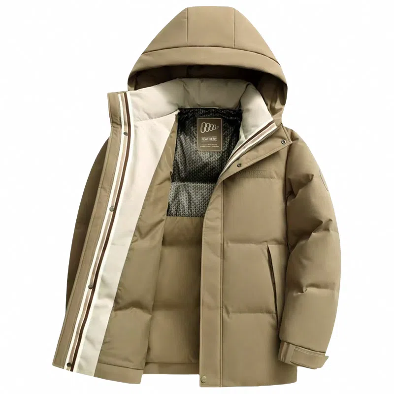 鸭鸭 石墨烯蓄热纯色韩版休闲百搭防寒保暖短款连帽羽绒服 男款