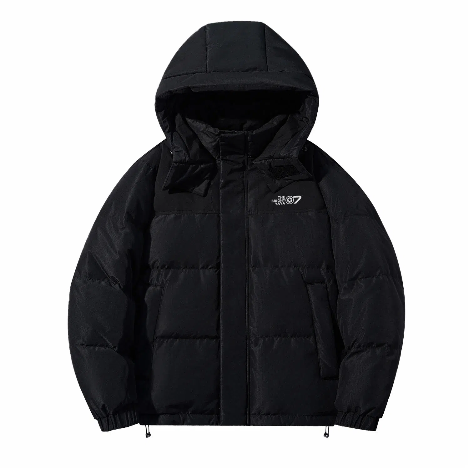 鸭鸭 高端通勤系列 青少年冬季基础款插色简约字母印花设计感学生党好物显高小众垂感宽松休闲防寒保暖插色抽绳连帽羽绒服 男女同款