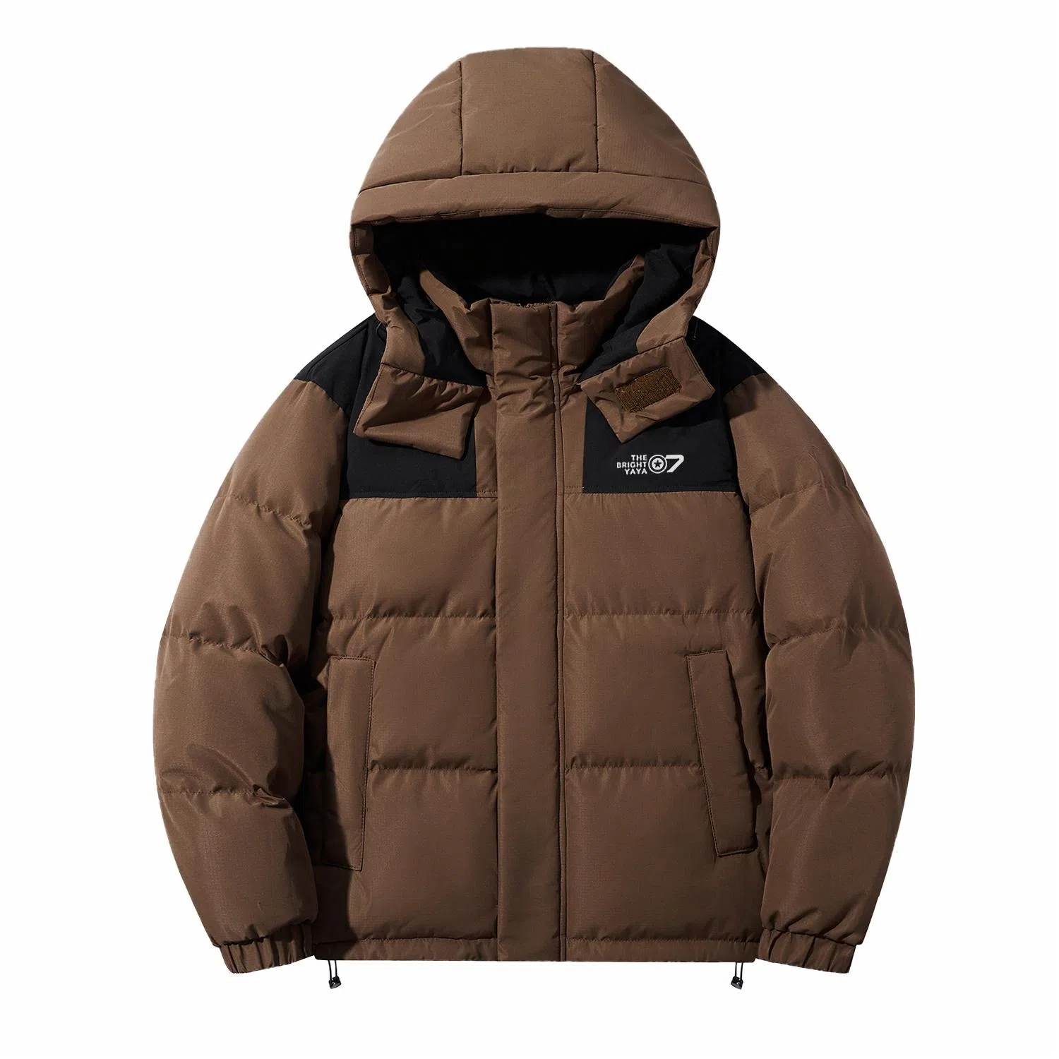 鸭鸭 高端通勤系列 青少年冬季基础款插色简约字母印花设计感学生党好物显高小众垂感宽松休闲防寒保暖插色抽绳连帽羽绒服 男女同款