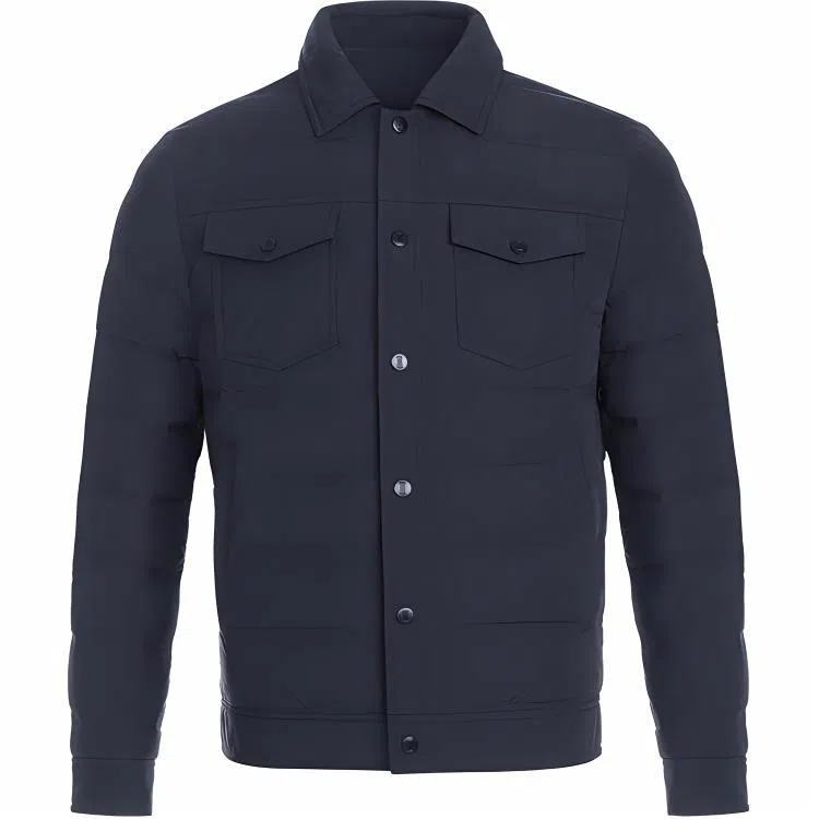 卡尔丹顿 纯色翻领单排扣长袖羽绒服 男款 蓝色系