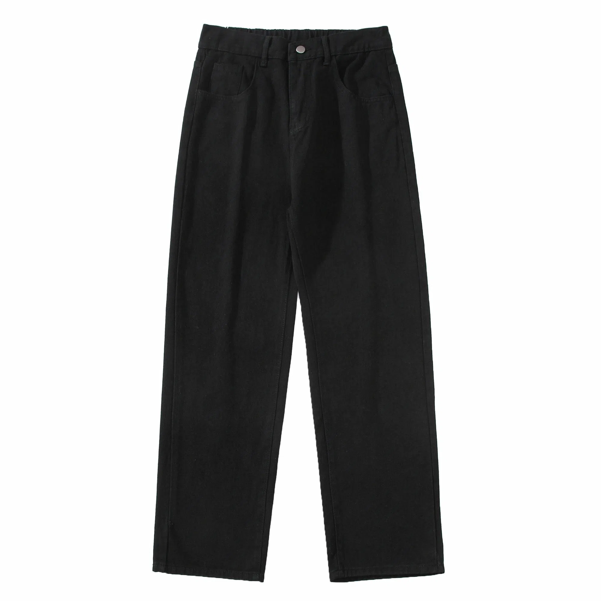 大卫贝肯 美式高街基础款纯色简约百搭宽松舒适复古休闲直筒牛仔裤 男女同款 黑色