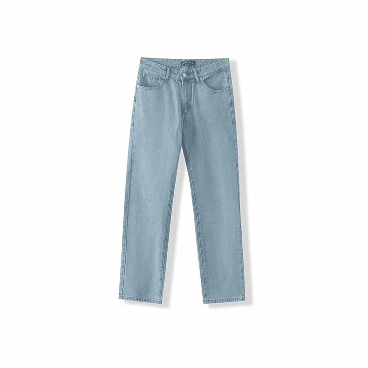 我是大卫 复古水洗宽松阔腿牛仔裤 男女同款 浅蓝色